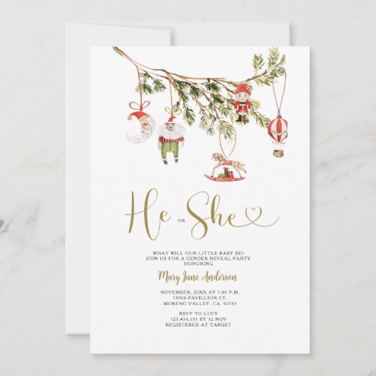 Kerstversiering Hij of Zij Geslacht Onthullen Kaart (Voorkant)