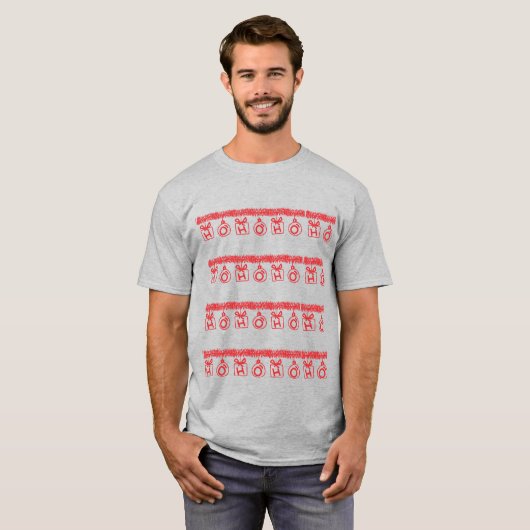 Kerstversiering HO HO HO (Rood) T-shirt (Voorkant volledig)