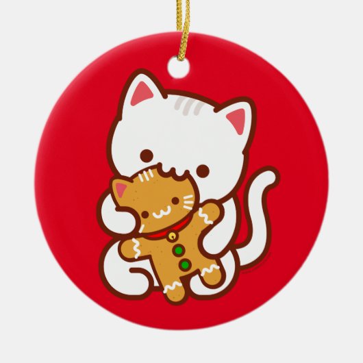 kerstversiering - Hongaarse Kat keukenbroodkat Keramisch Ornament (Voorkant)