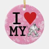 Kerstversiering, ik hou van mijn Hockey Goalie Keramisch Ornament (Voorkant)