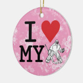 Kerstversiering, ik hou van mijn Hockey Goalie Keramisch Ornament (Links)