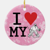Kerstversiering, ik hou van mijn Hockey Goalie Keramisch Ornament (Achterkant)