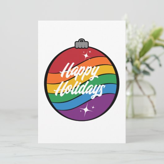 Kerstversiering in de LGBTQ Pride Rainbow Flag Feestdagenkaart (Staand voorkant)