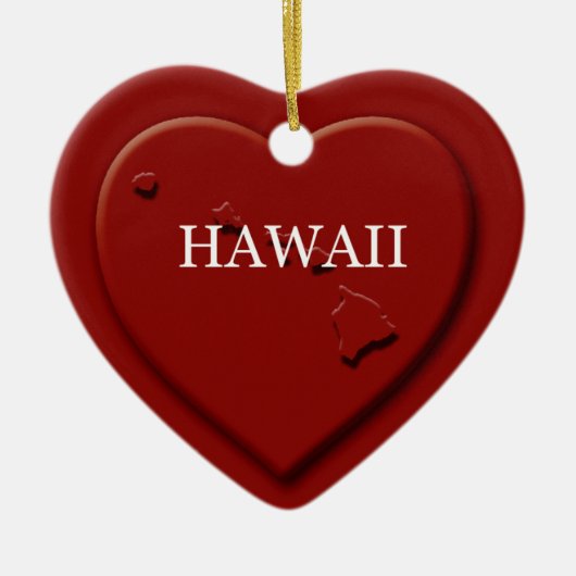 kerstversiering in Hawaii Heart Map Keramisch Ornament (Voorkant)
