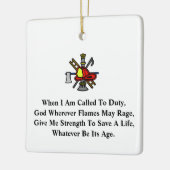 kerstversiering in het gebed van Firemens Keramisch Ornament (Links)