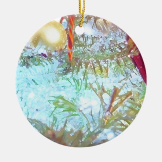 Kerstversiering in het licht keramisch ornament (Voorkant)