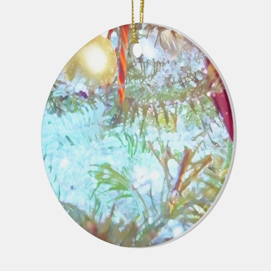 Kerstversiering in het licht keramisch ornament (Links)