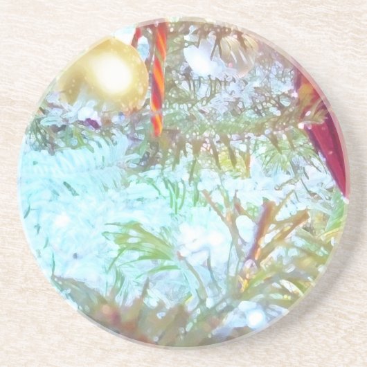 Kerstversiering in het licht zandsteen onderzetter (Voorkant)