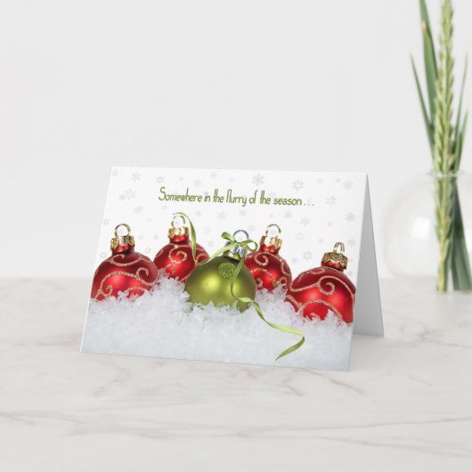 Kerstversiering in sneeuw feestdagen kaart (Voorkant)