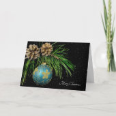 Kerstversiering in sneeuwvlokken feestdagen kaart (Voorkant)