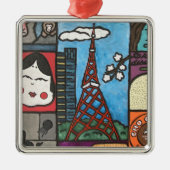 Kerstversiering in Tokio Tower Metalen Ornament (Voorkant)