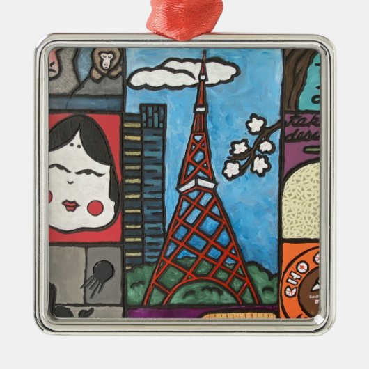 Kerstversiering in Tokio Tower Metalen Ornament (Voorkant)