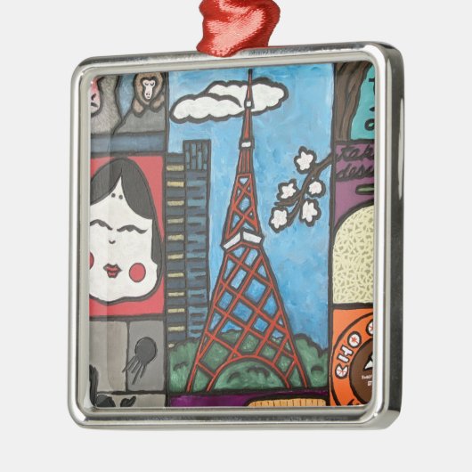 Kerstversiering in Tokio Tower Metalen Ornament (Links)