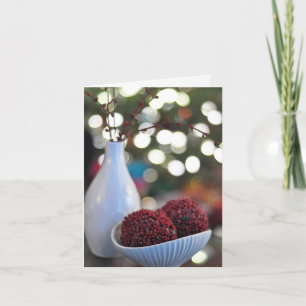 Kerstversiering in wit & rood, vaas, Kerstkaart Feestdagen Kaart