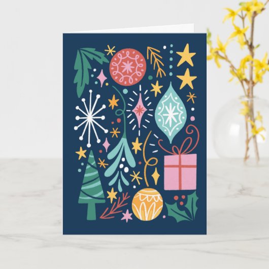 Kerstversiering kaart (Gele Bloem)