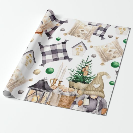 Kerstversiering Kabouter Cadeaupapier (Uitgerold)