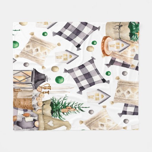 Kerstversiering Kabouter Fleece Deken (Voorkant (Horizontaal))