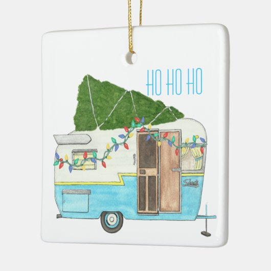 kerstversiering kampeertrailer keramisch ornament (Links)