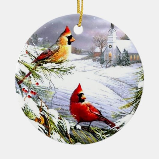 kerstversiering - kardinaal keramisch ornament (Voorkant)