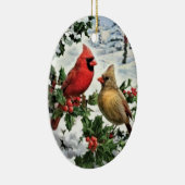 Kerstversiering - Kardinaal paar Keramisch Ornament (Rechts)