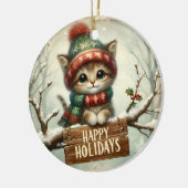 kerstversiering Kat Keramisch Ornament (Links)