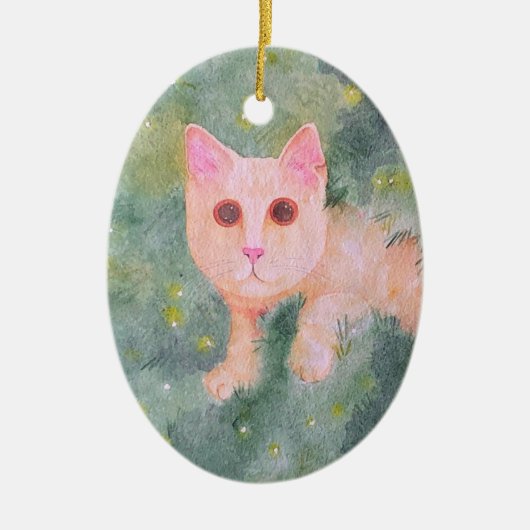 kerstversiering Kat Keramisch Ornament (Voorkant)