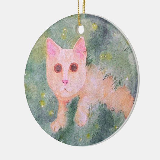kerstversiering Kat Keramisch Ornament (Links)