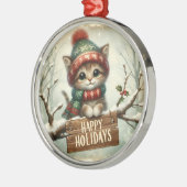 kerstversiering Kat Metalen Ornament (Links)