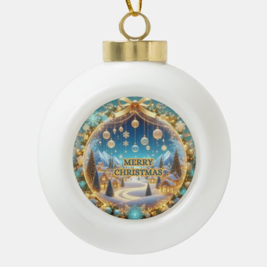 kerstversiering keramische bal ornament (Voorkant)