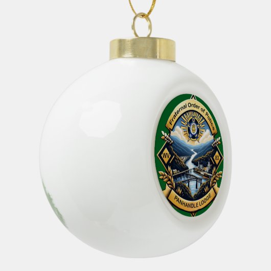 kerstversiering keramische bal ornament (Links)