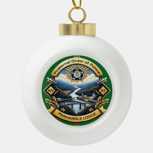 kerstversiering keramische bal ornament (Voorkant)