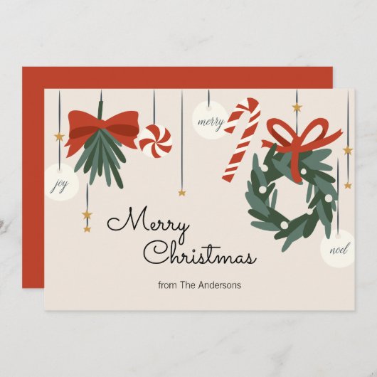 kerstversiering kerst feestdagenkaart (Voorkant / Achterkant)