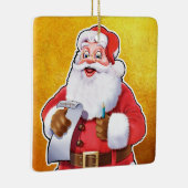 kerstversiering kerstman die zijn lijst controleer keramisch ornament (Rechts)