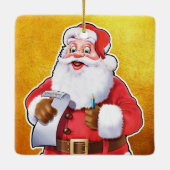 kerstversiering kerstman die zijn lijst controleer keramisch ornament (Achterkant)