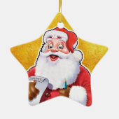 kerstversiering kerstman die zijn lijst controleer keramisch ornament (Achterkant)