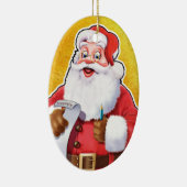 kerstversiering kerstman die zijn lijst controleer keramisch ornament (Rechts)