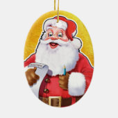 kerstversiering kerstman die zijn lijst controleer keramisch ornament (Achterkant)