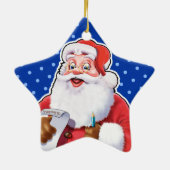 kerstversiering kerstman die zijn lijst controleer keramisch ornament (Achterkant)