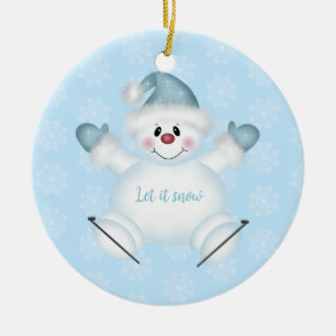kerstversiering laat het sneeuwsneeuwman keramisch ornament