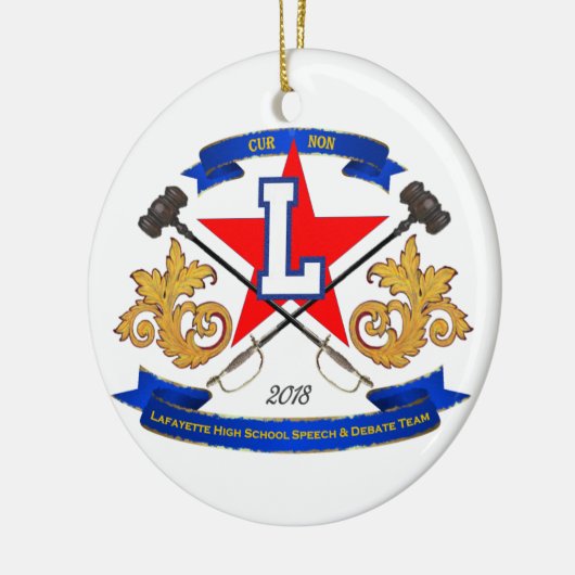 Kerstversiering Lafayette: Toespraak en debatteam Keramisch Ornament (Links)