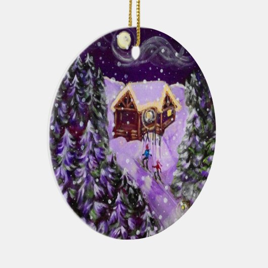 Kerstversiering - Lantern Ski Keramisch Ornament (Rechts)