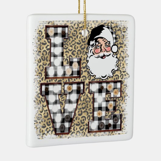 Kerstversiering!  Leopard Santa Claus Love  Keramisch Ornament (Rechts)