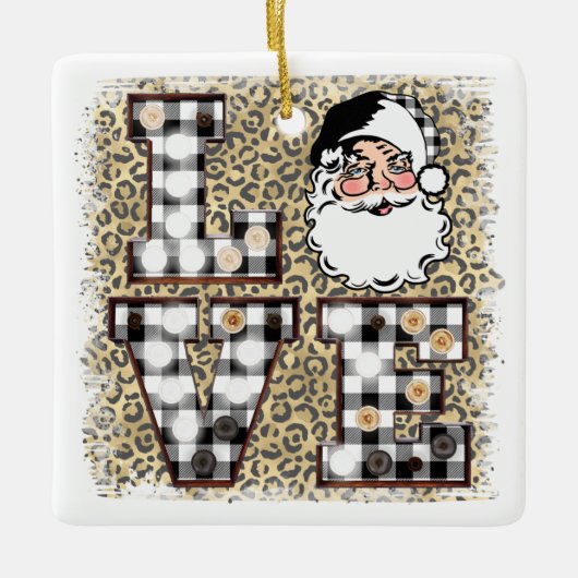 Kerstversiering! Leopard Santa Claus Love Keramisch Ornament (Voorkant)