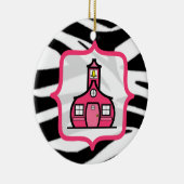 Kerstversiering leraar - Zebra Print & Pink Keramisch Ornament (Rechts)