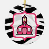 Kerstversiering leraar - Zebra Print & Pink Keramisch Ornament (Voorkant)