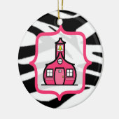 Kerstversiering leraar - Zebra Print & Pink Keramisch Ornament (Links)