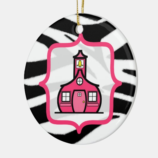 Kerstversiering leraar - Zebra Print & Pink Keramisch Ornament (Links)