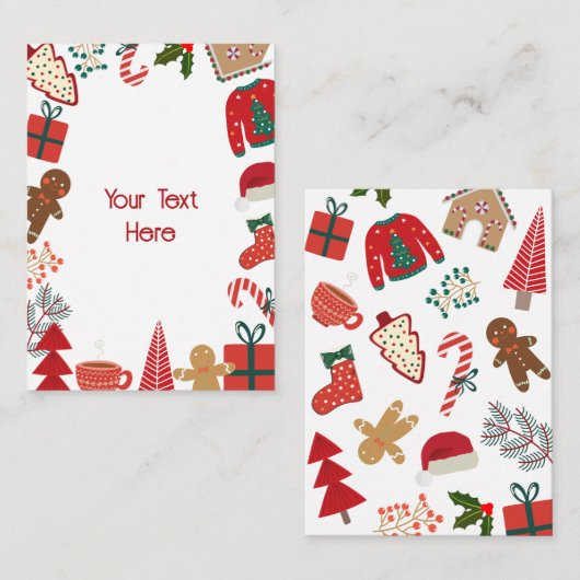 Kerstversiering leuk notitiekaartje (Voorkant / Achterkant)