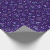 Kerstversiering Lichten Bloemen Paarse Kerst Cadeaupapier (Hoek)