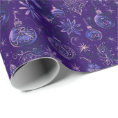 Kerstversiering Lichten Bloemen Paarse Kerst Cadeaupapier (Rol Hoek)